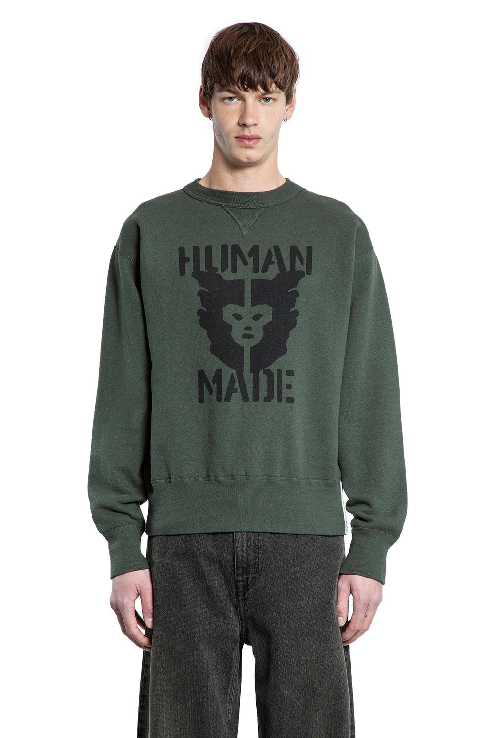 HUMAN MADE MAN GREEN SWEATSHIRTS