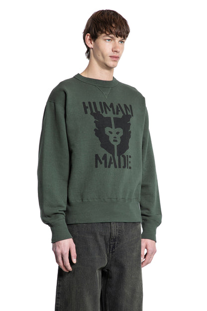 HUMAN MADE MAN GREEN SWEATSHIRTS