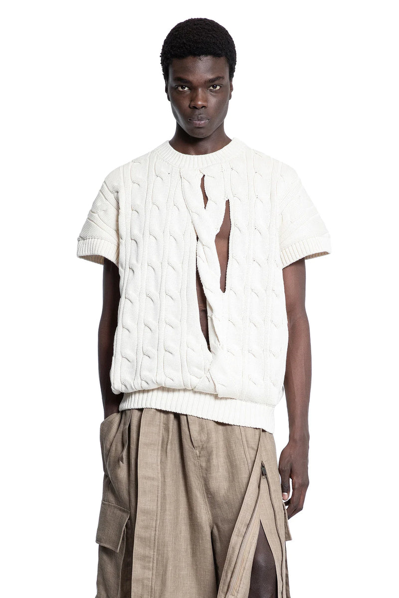 Cut-Out Cable Knit Gilet - Antonioli.eu