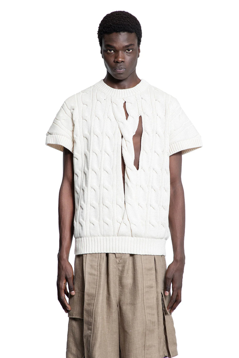 Cut-Out Cable Knit Gilet - Antonioli.eu