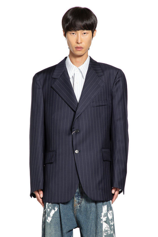 Pinstriped Wool Blazer