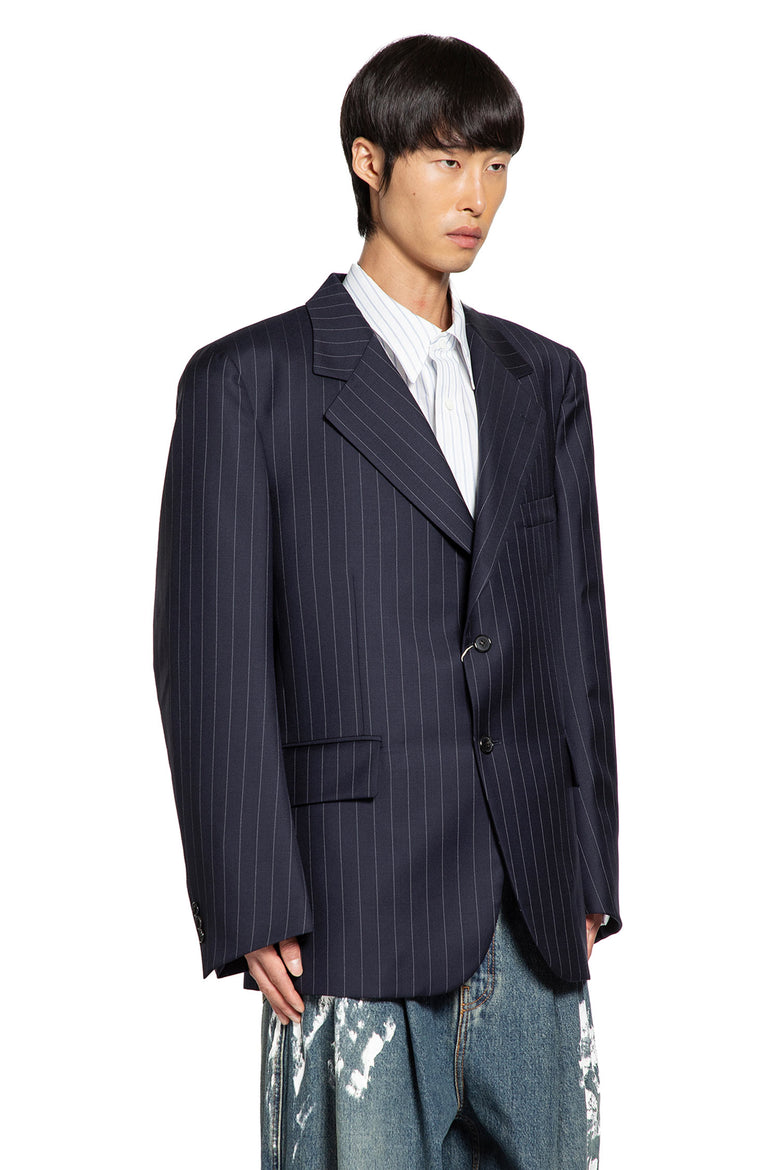 Pinstriped Wool Blazer