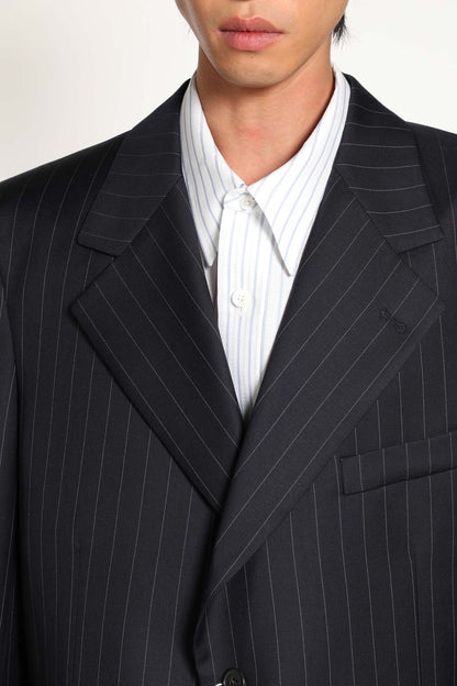 Pinstriped Wool Blazer