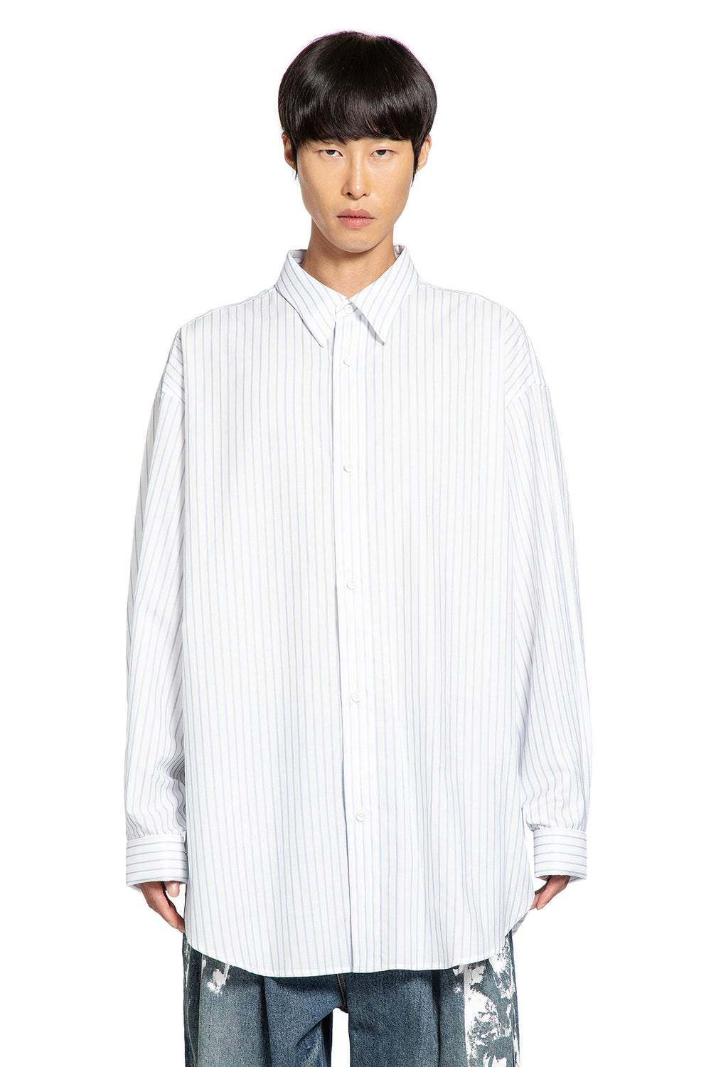 Cotton Poplin Pinstriped Oversized Shirt