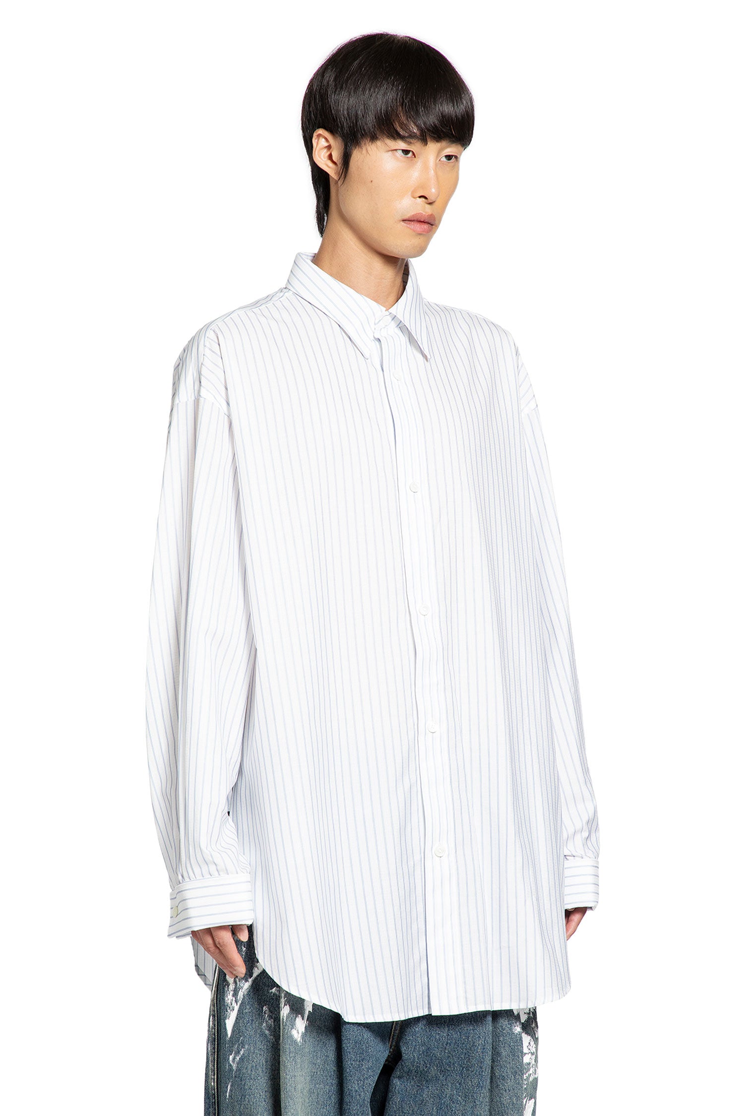 Cotton Poplin Pinstriped Oversized Shirt