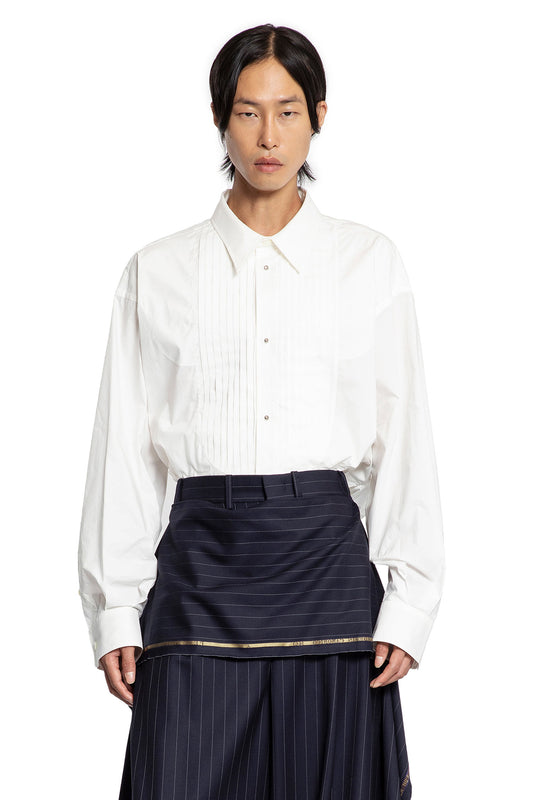 Cotton Poplin Shirt with Bib - Antonioli.eu
