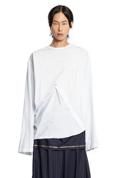 Reconstructed Pinstriped Long Sleeve Top