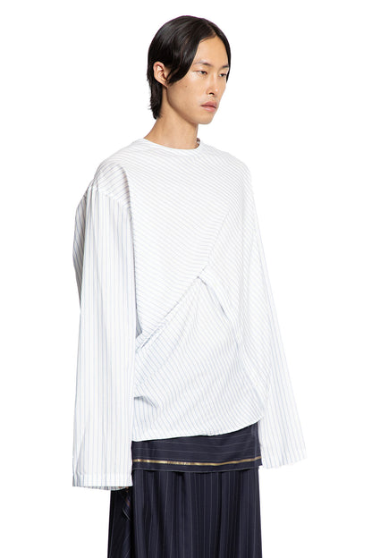 Reconstructed Pinstriped Long Sleeve Top