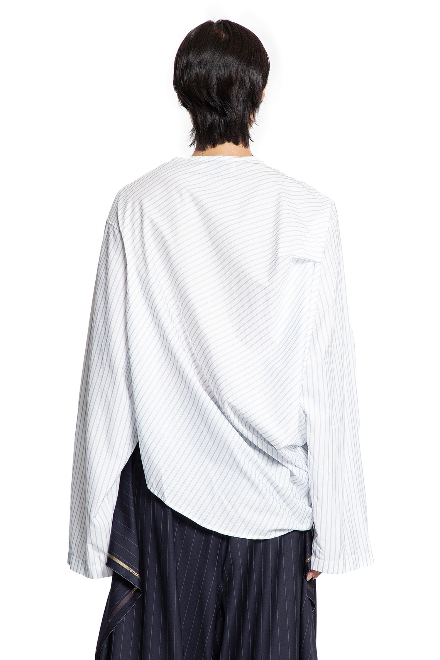Reconstructed Pinstriped Long Sleeve Top