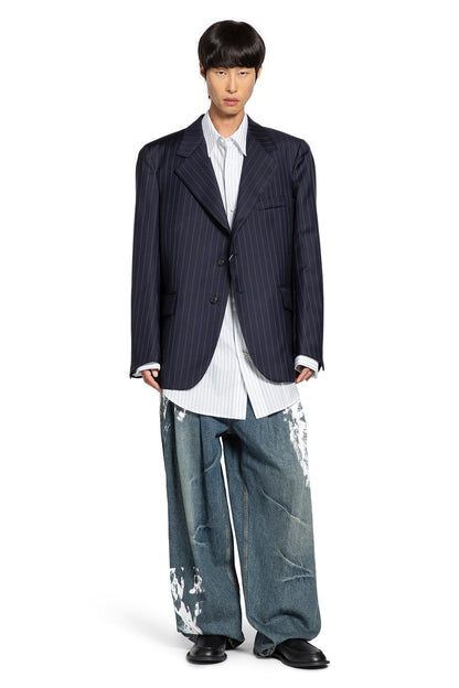 Pleated Jeans in Washed Denim