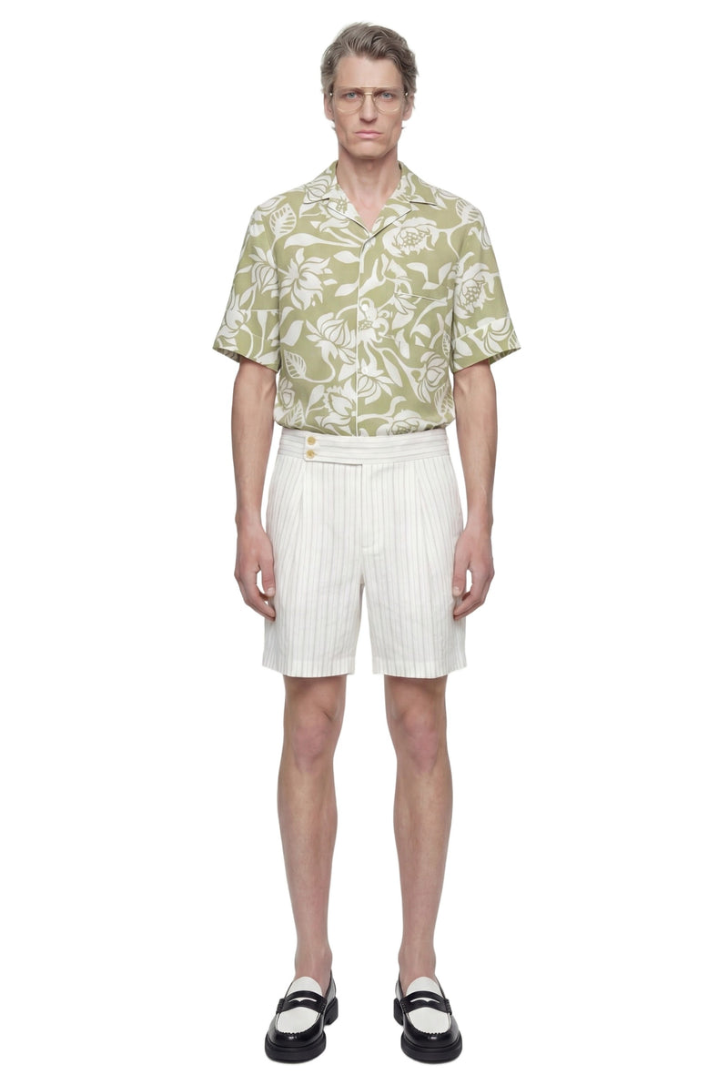 Pinstriped Wool Shorts