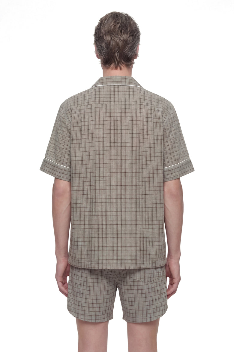 HED MAYNER Viscose Linen Check Shirt man