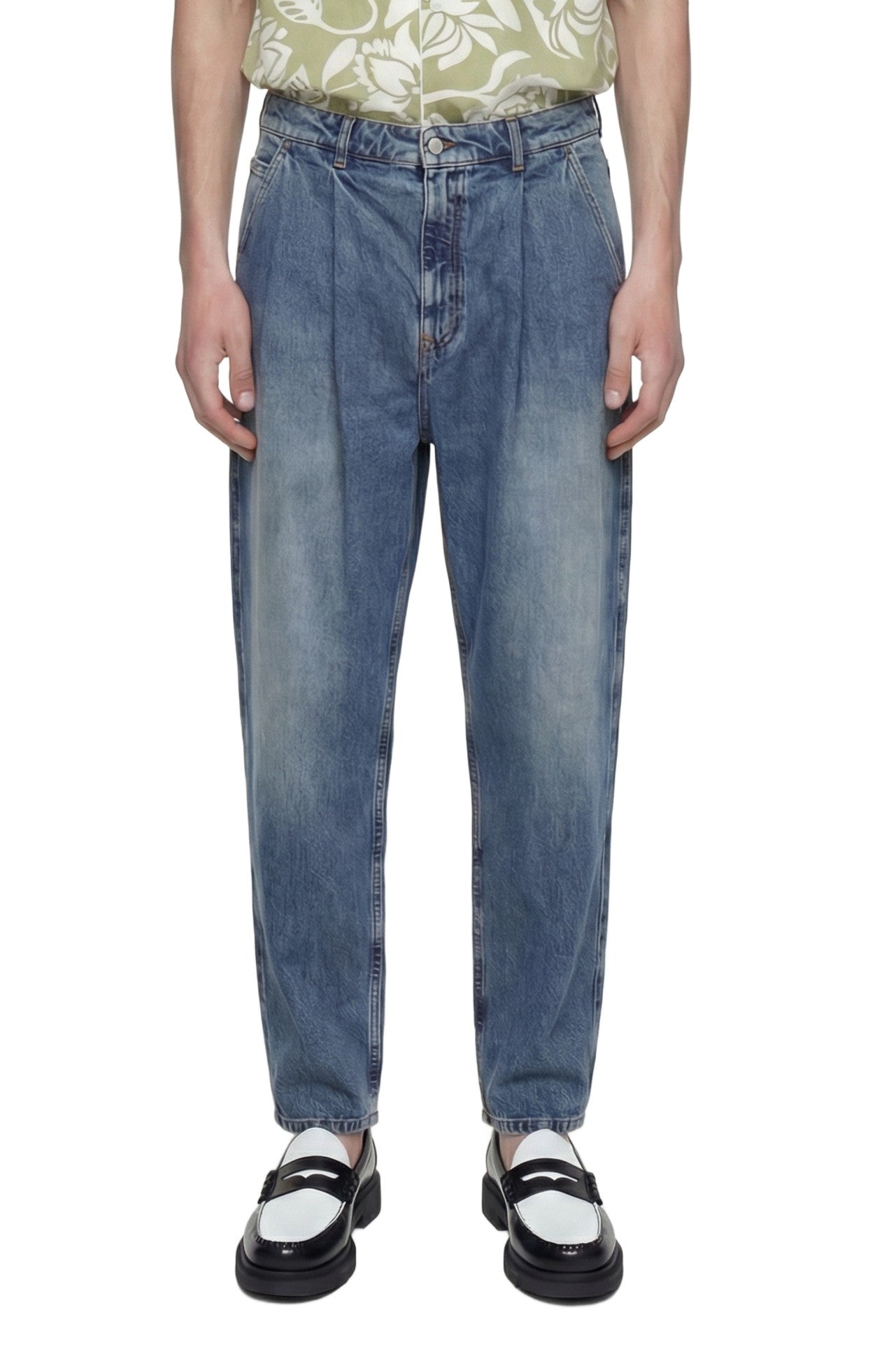 Pleated Denim Pants