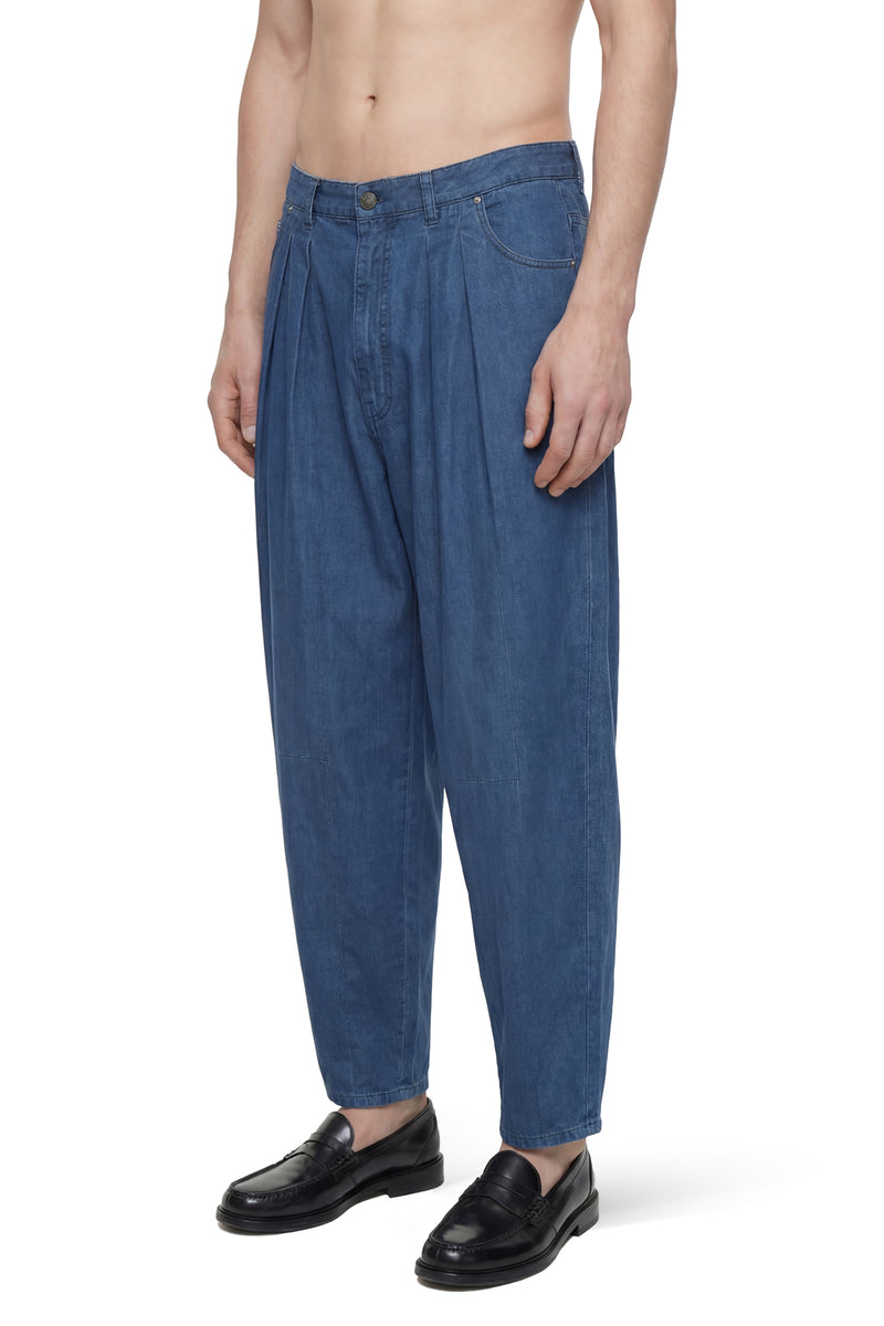 Pleated Denim Pants