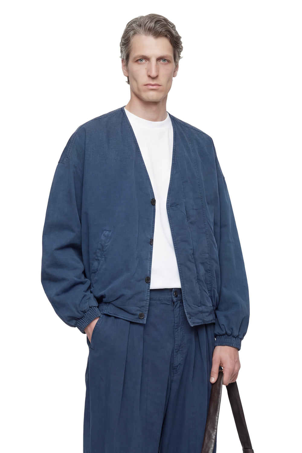 HED MAYNER V-Neck Denim Jacket man