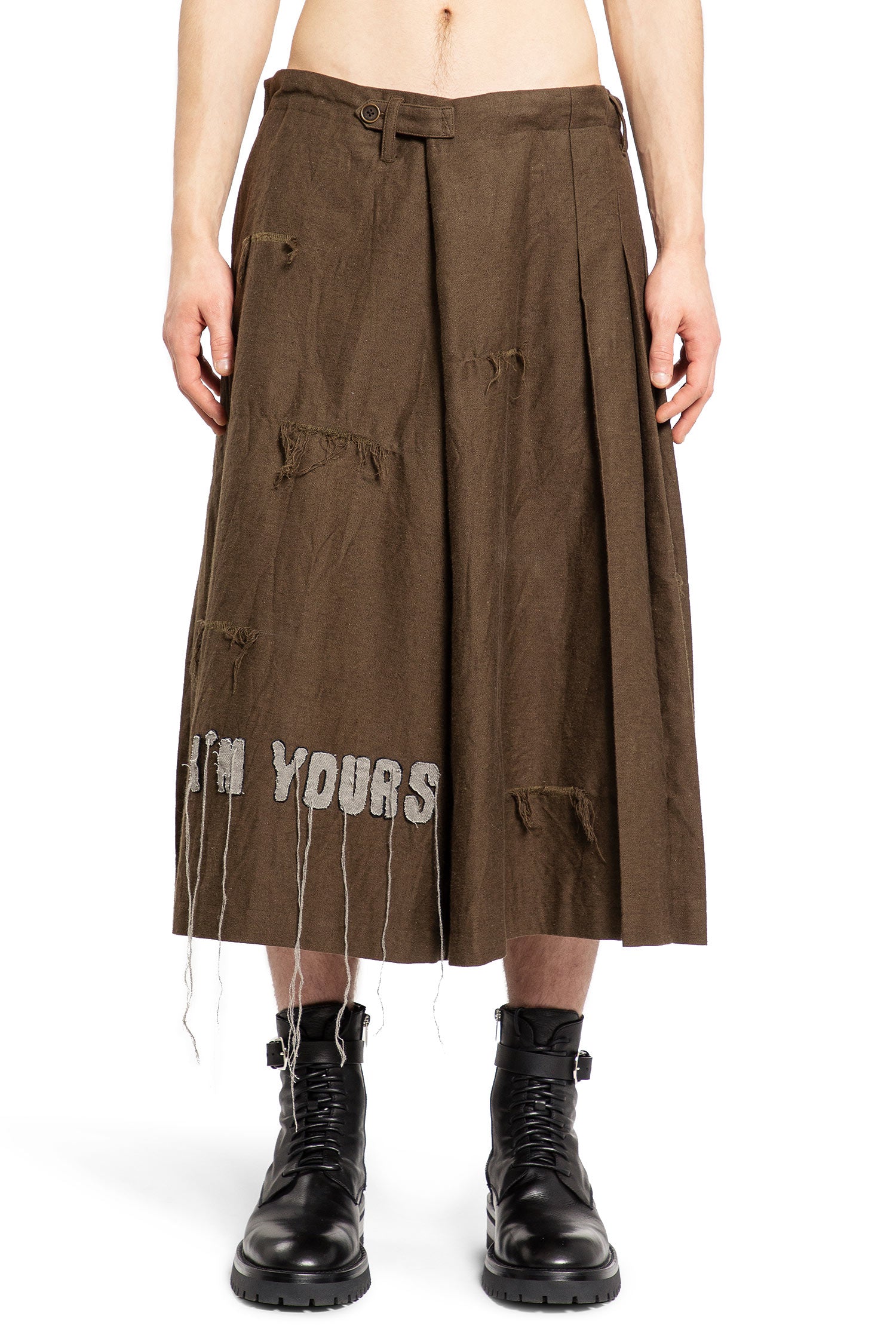 YOHJI YAMAMOTO MAN BROWN SHORTS & SKIRTS