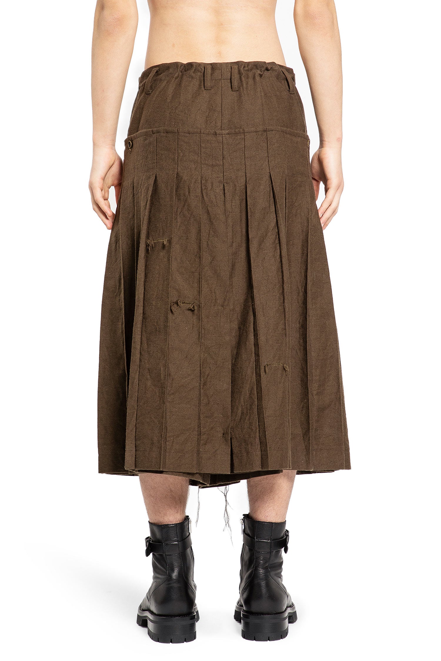 YOHJI YAMAMOTO MAN BROWN SHORTS & SKIRTS