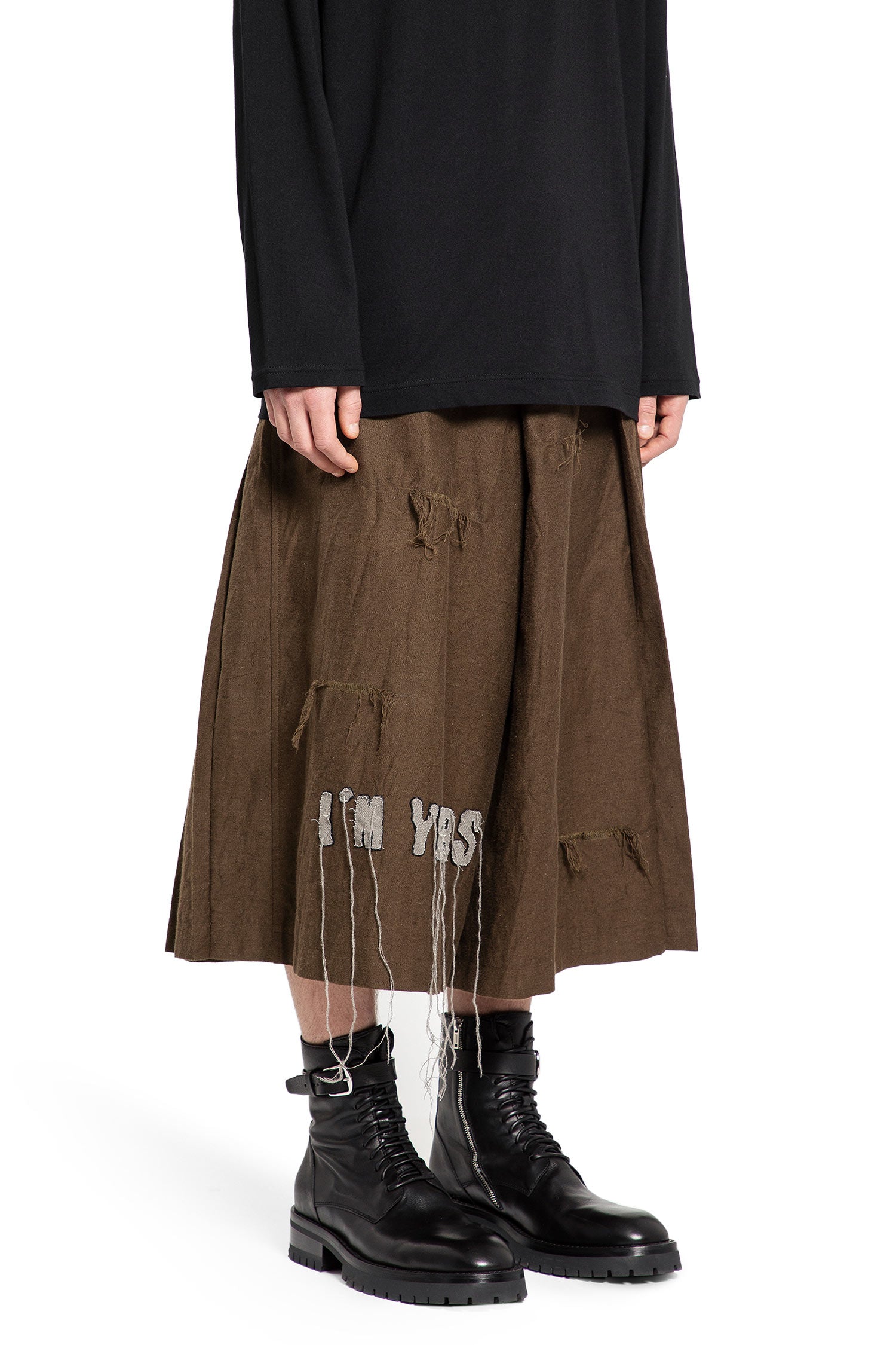 YOHJI YAMAMOTO MAN BROWN SHORTS & SKIRTS