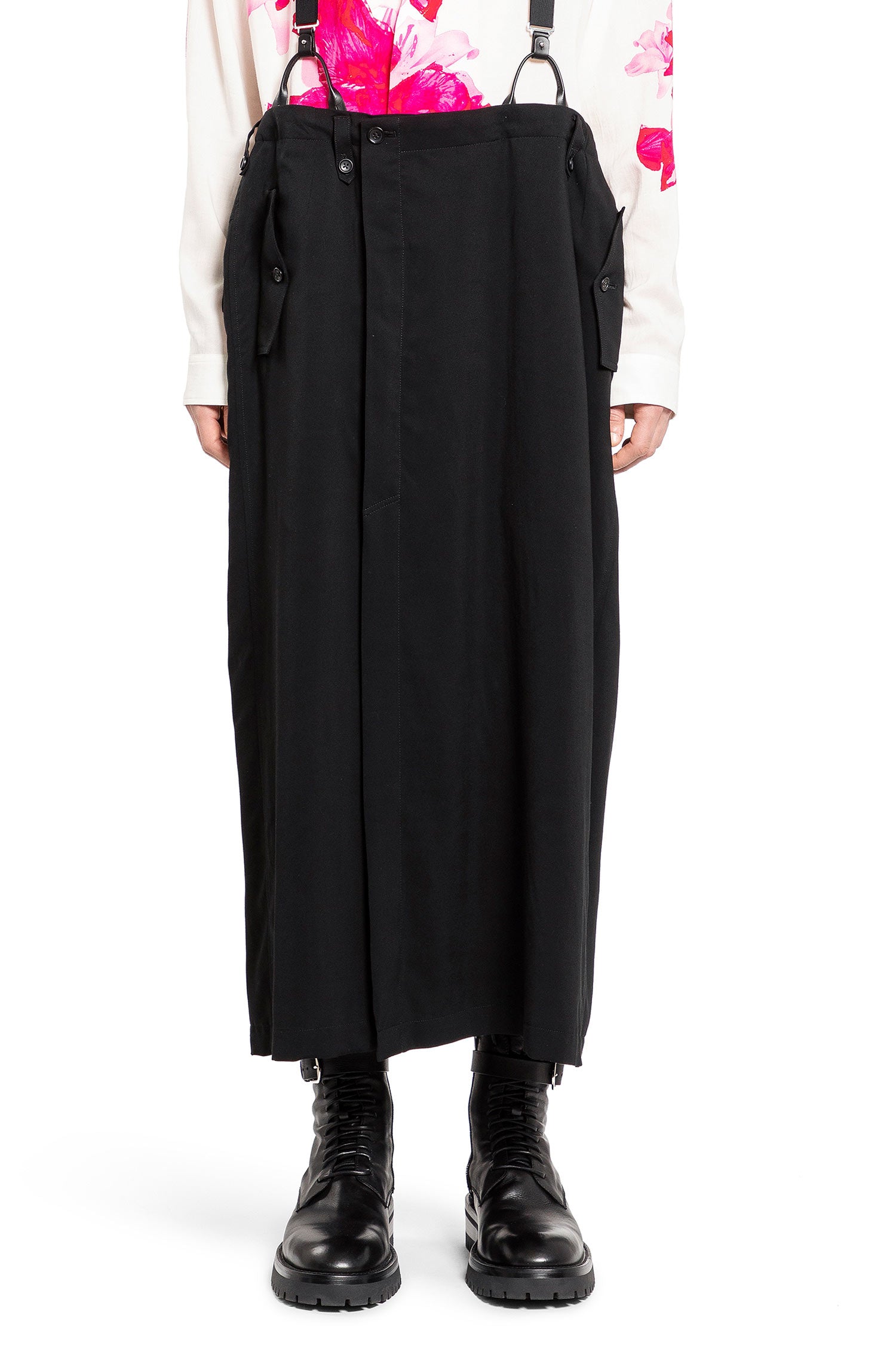 YOHJI YAMAMOTO MAN BLACK SHORTS & SKIRTS