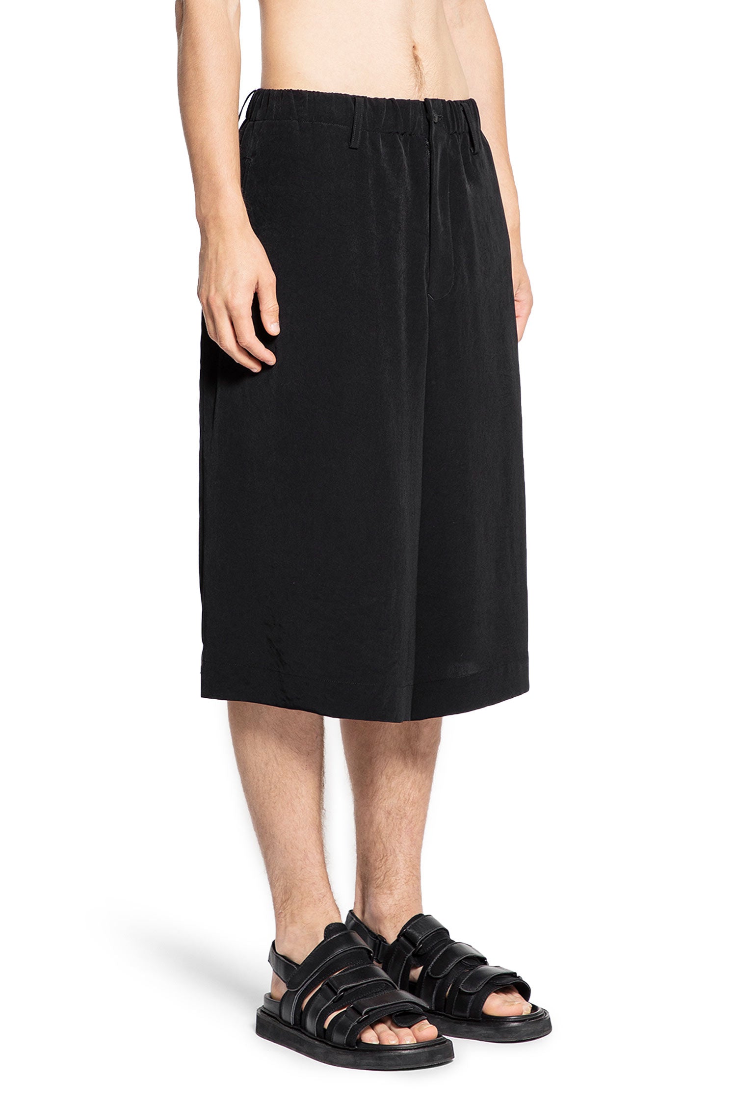 YOHJI YAMAMOTO MAN BLACK SHORTS & SKIRTS