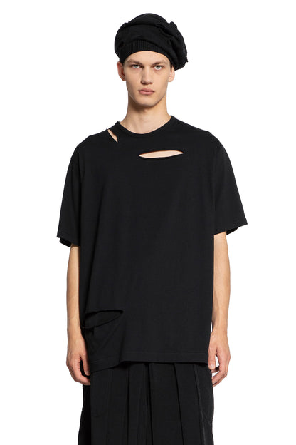 YOHJI YAMAMOTO MAN BLACK T-SHIRTS & TANK TOPS