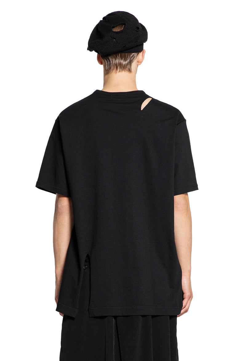 YOHJI YAMAMOTO MAN BLACK T-SHIRTS & TANK TOPS