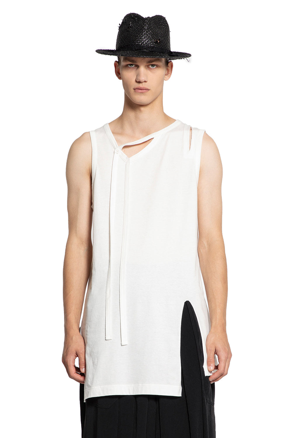 YOHJI YAMAMOTO MAN WHITE T-SHIRTS & TANK TOPS