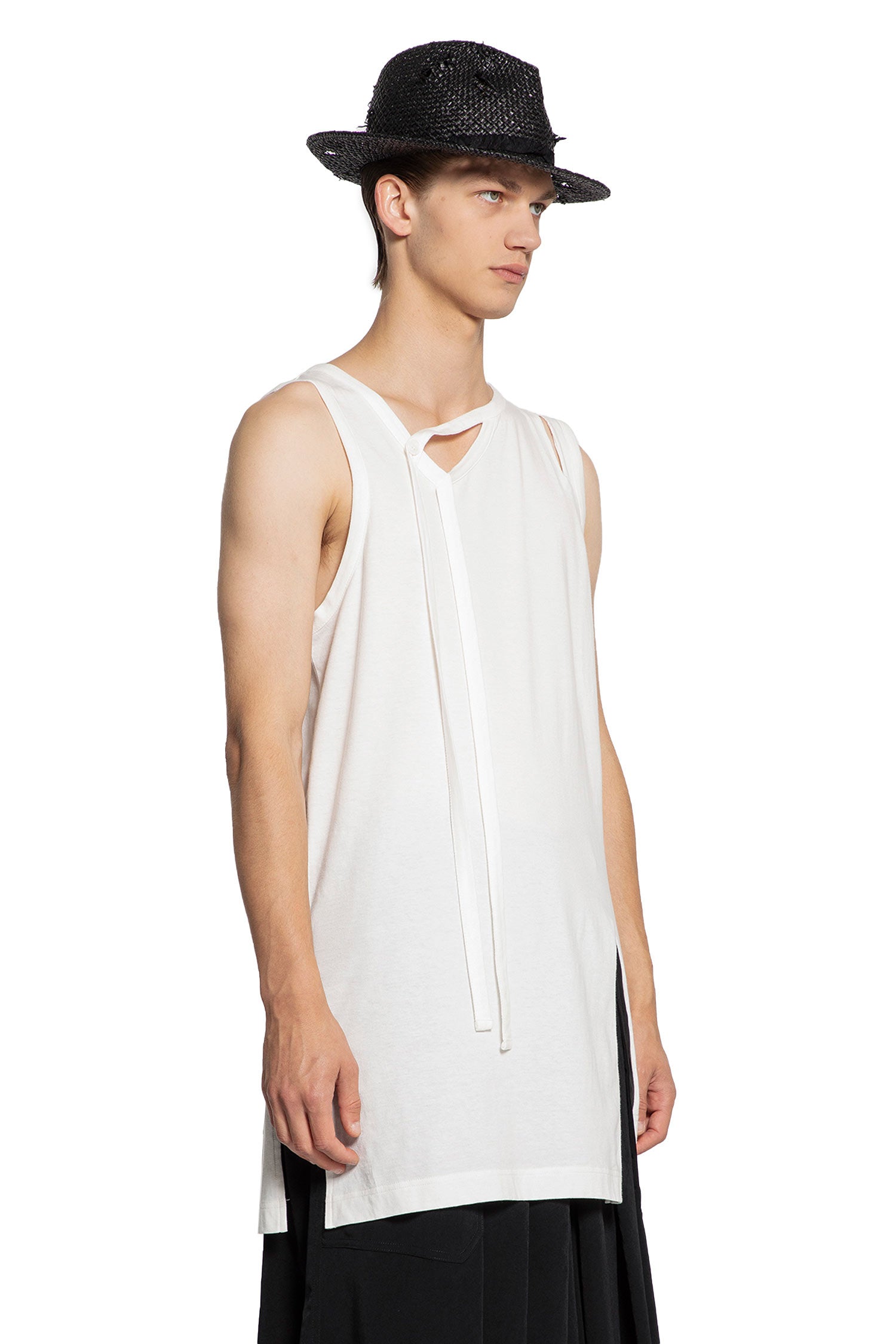 YOHJI YAMAMOTO MAN WHITE T-SHIRTS & TANK TOPS