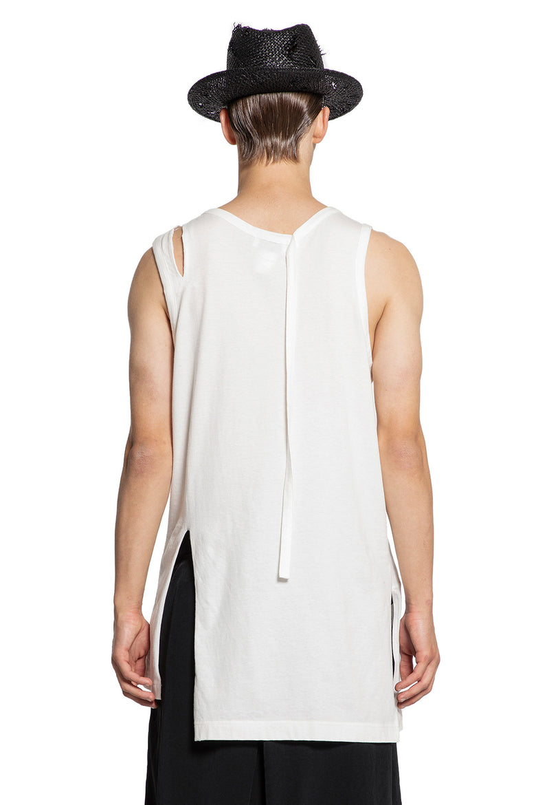 YOHJI YAMAMOTO MAN WHITE T-SHIRTS & TANK TOPS