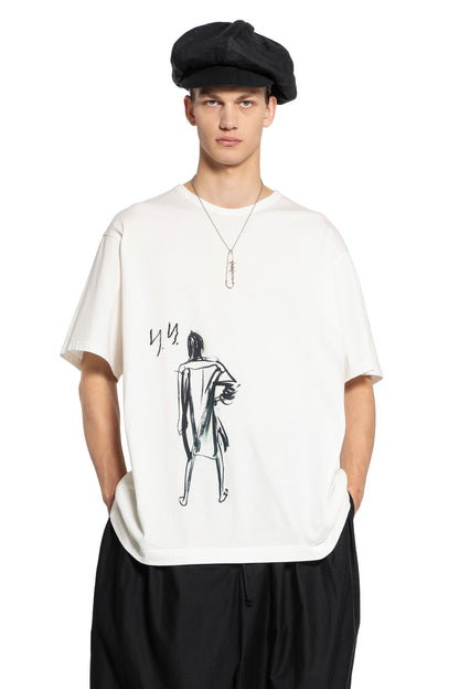 YOHJI YAMAMOTO MAN WHITE T-SHIRTS & TANK TOPS