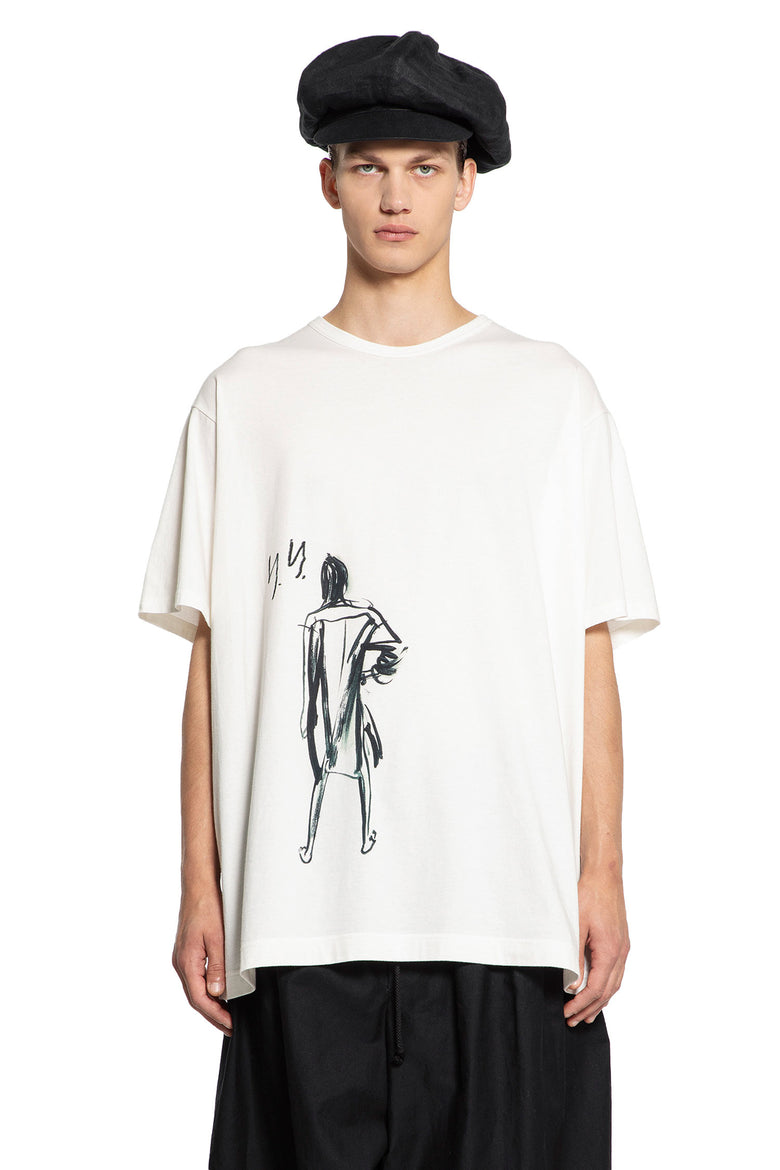 YOHJI YAMAMOTO MAN WHITE T-SHIRTS & TANK TOPS