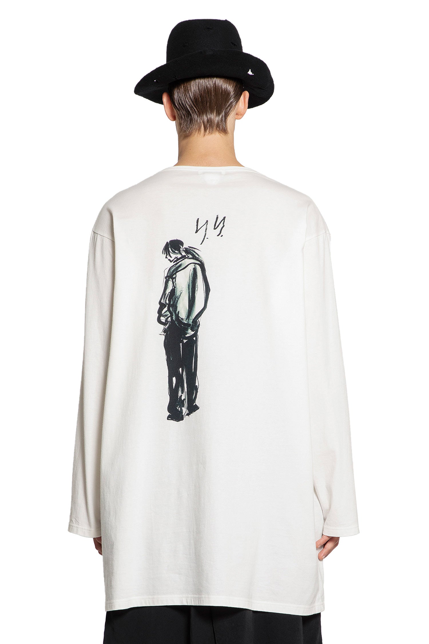 YOHJI YAMAMOTO MAN WHITE T-SHIRTS & TANK TOPS