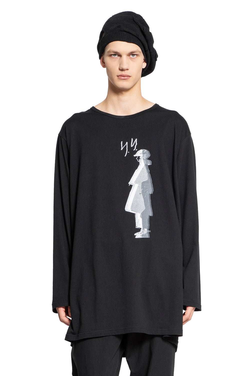 YOHJI YAMAMOTO MAN BLACK T-SHIRTS & TANK TOPS