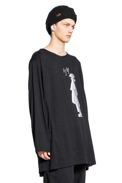 YOHJI YAMAMOTO MAN BLACK T-SHIRTS & TANK TOPS