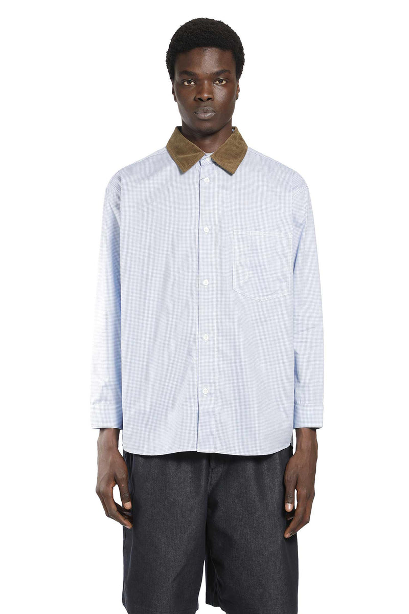 Check Shirt with Corduroy Collar