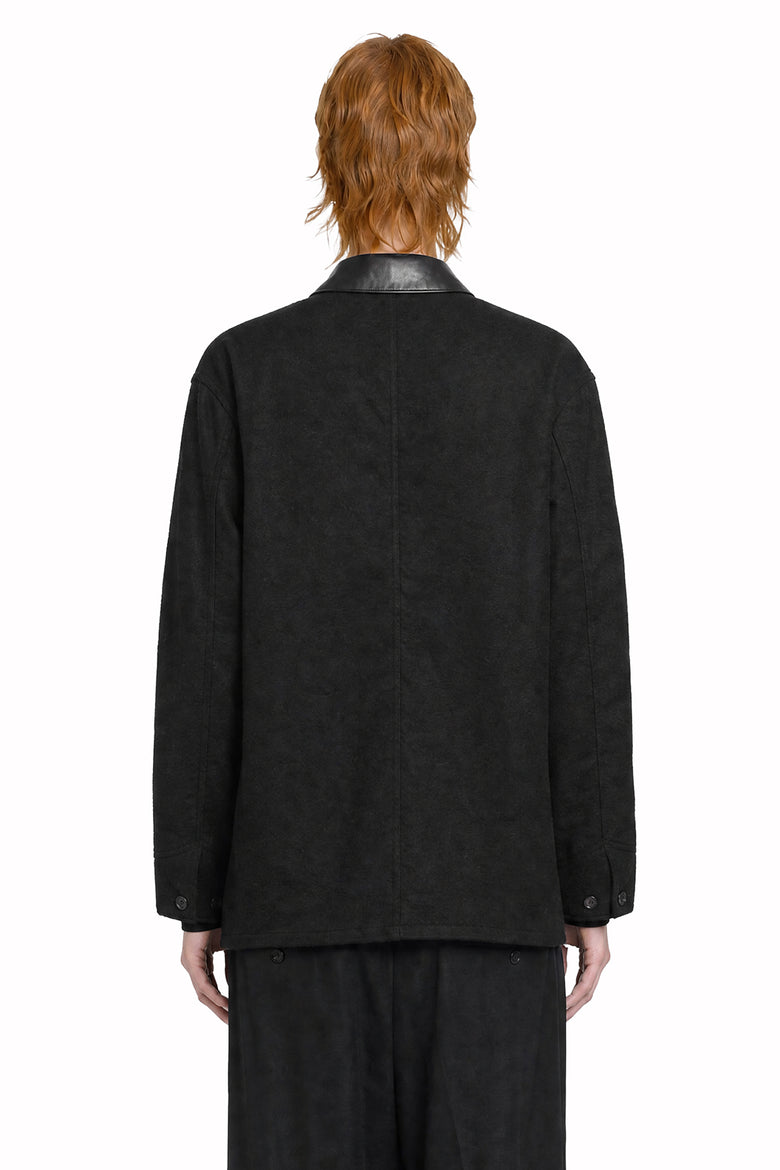 COMME DES GARCONS HOMME Leather Collar Wool Chore Jacket man