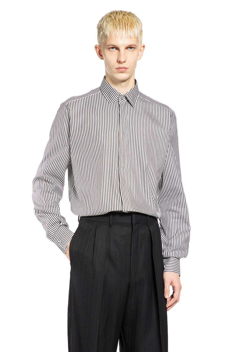TOM FORD Silk Cotton Striped Classic Shirt man