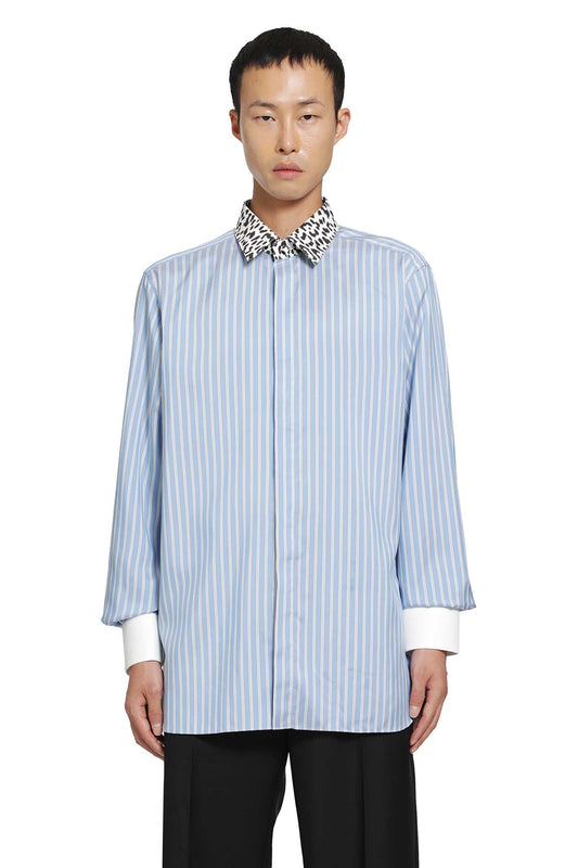 Silk Stripe Contrast Classic Shirt