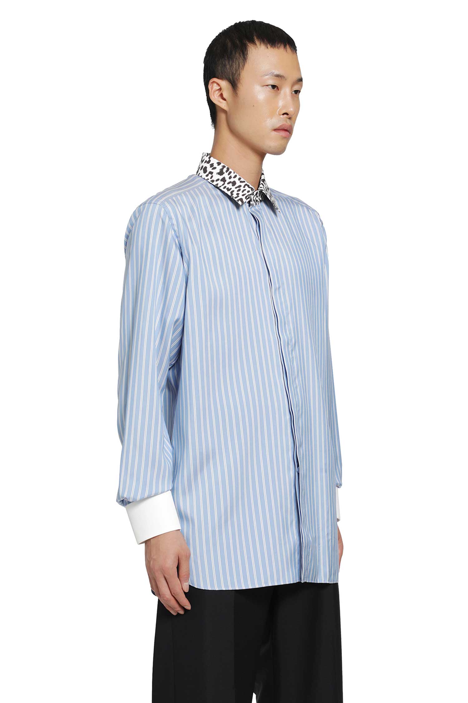 Silk Stripe Contrast Classic Shirt