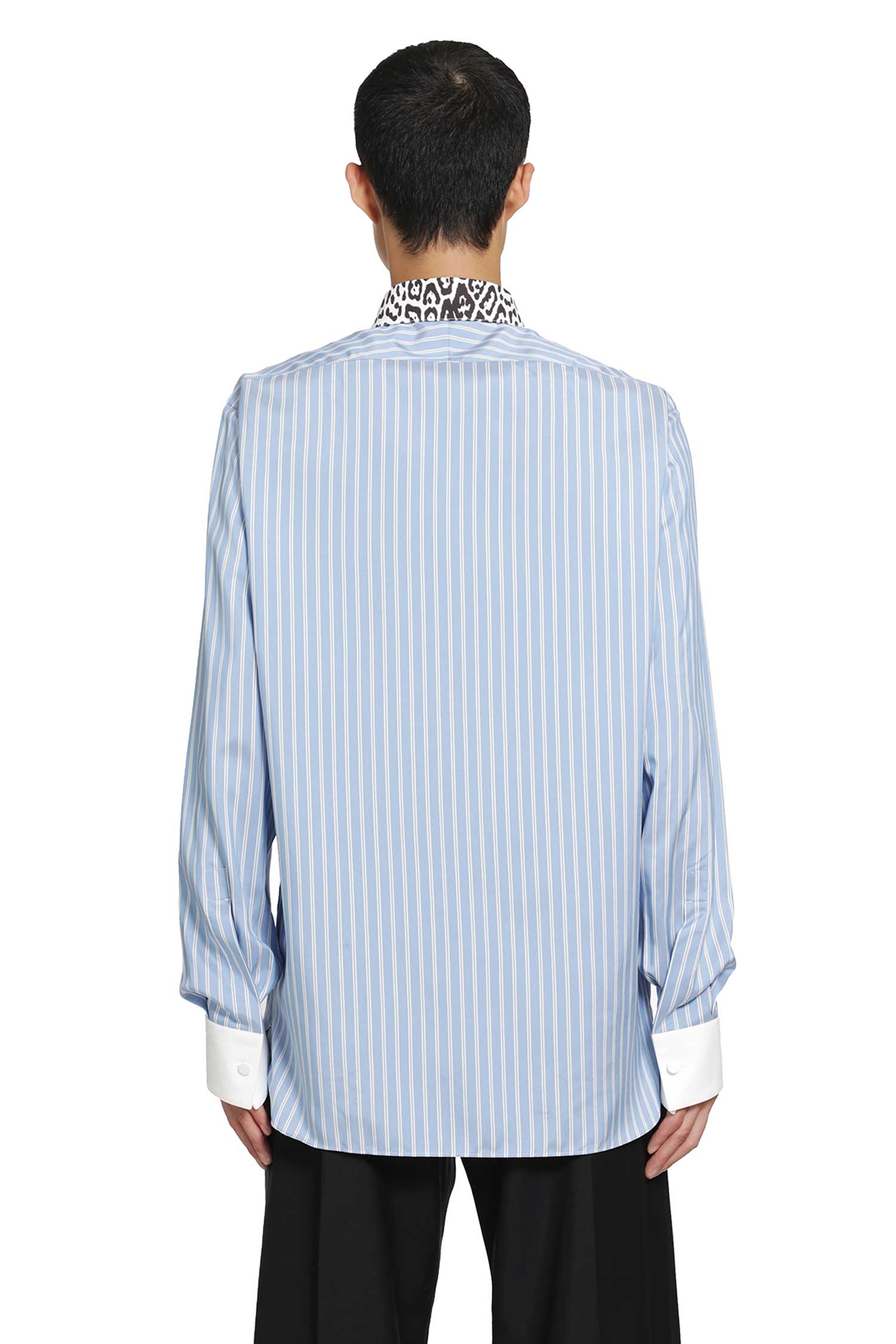 Silk Stripe Contrast Classic Shirt