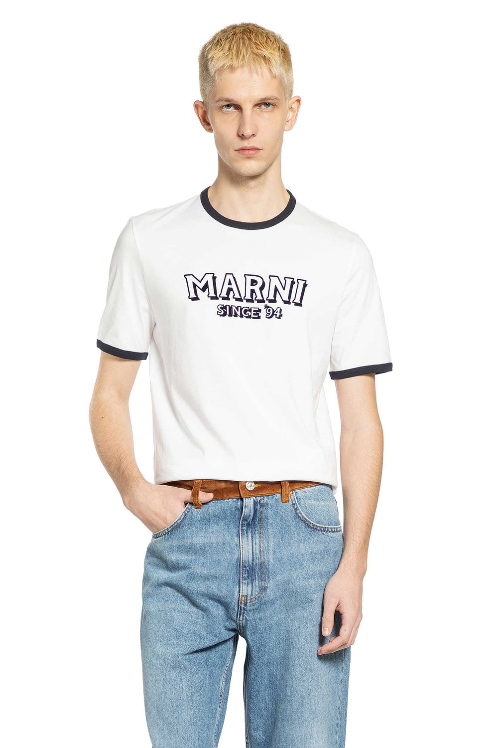 MARNI Ringer Logo Cotton T-Shirt man