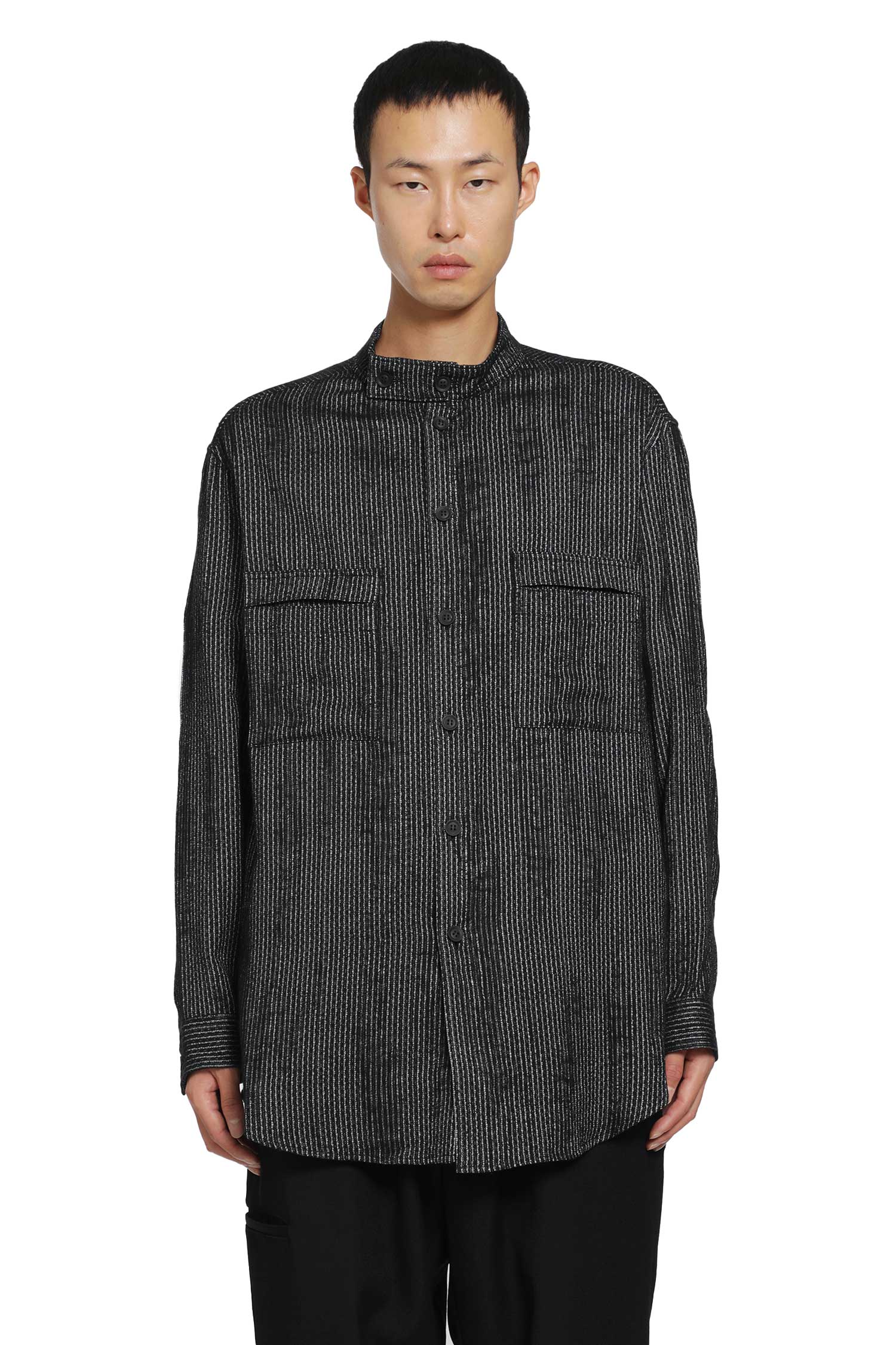 YOHJI YAMAMOTO Stripe Stand Collar Blouse man