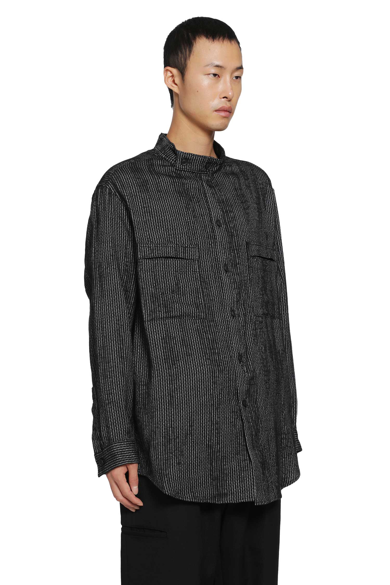 Stripe Stand Collar Blouse