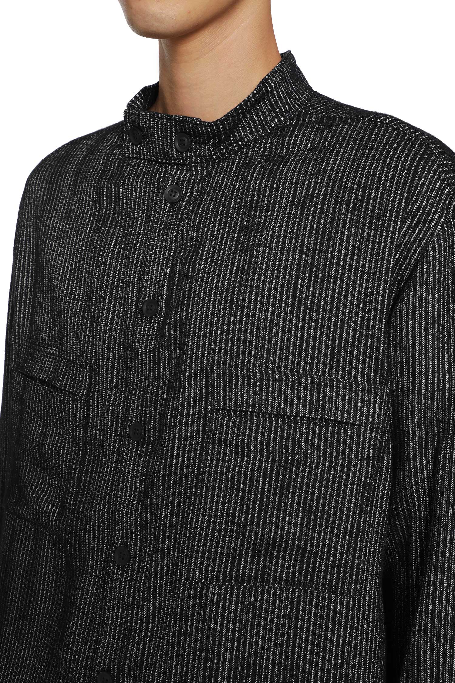 Stripe Stand Collar Blouse