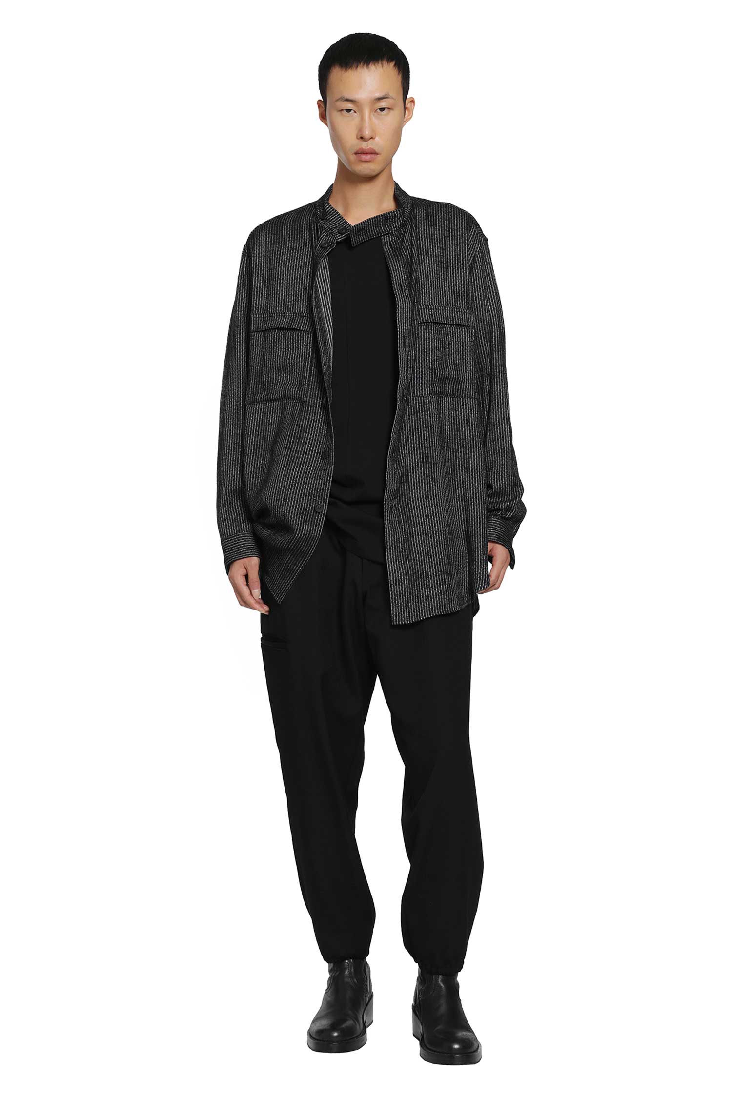YOHJI YAMAMOTO Stripe Stand Collar Blouse man