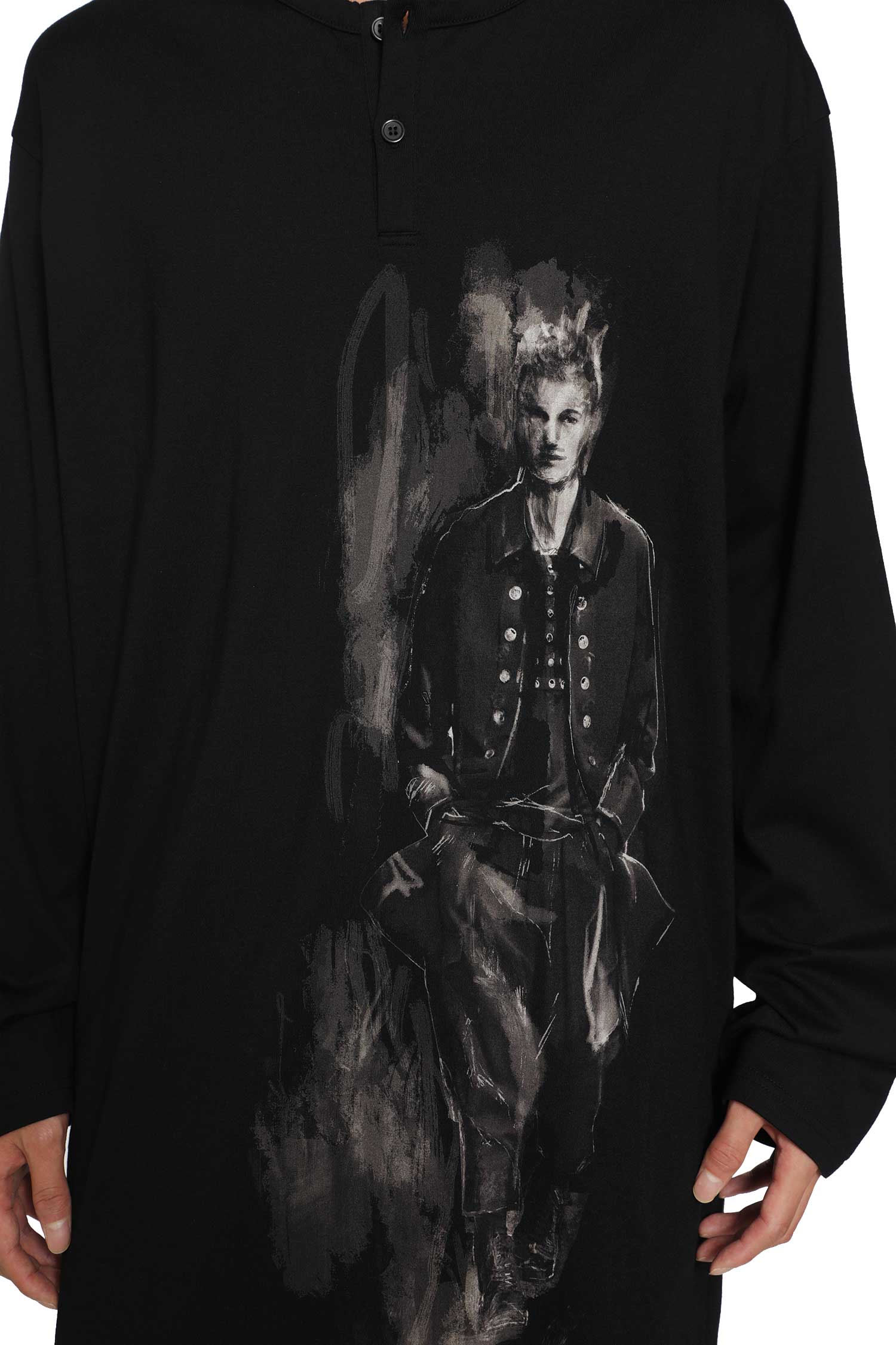 YOHJI YAMAMOTO Henry Neck Long Sleeve Tee man