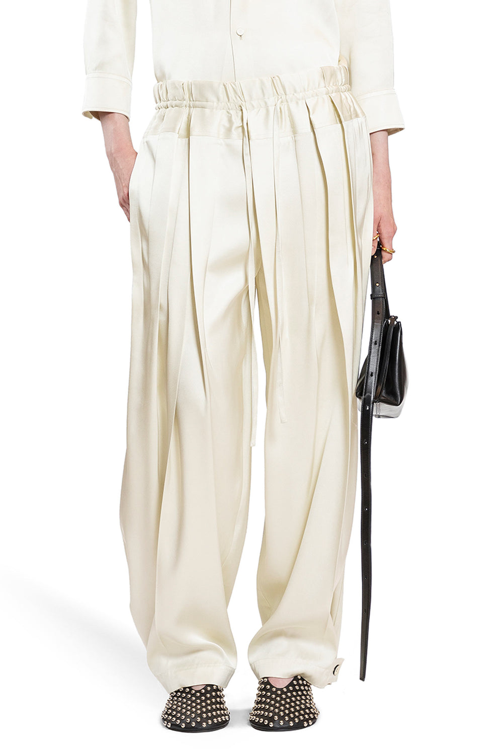 JIL SANDER WOMAN OFF-WHITE TROUSERS