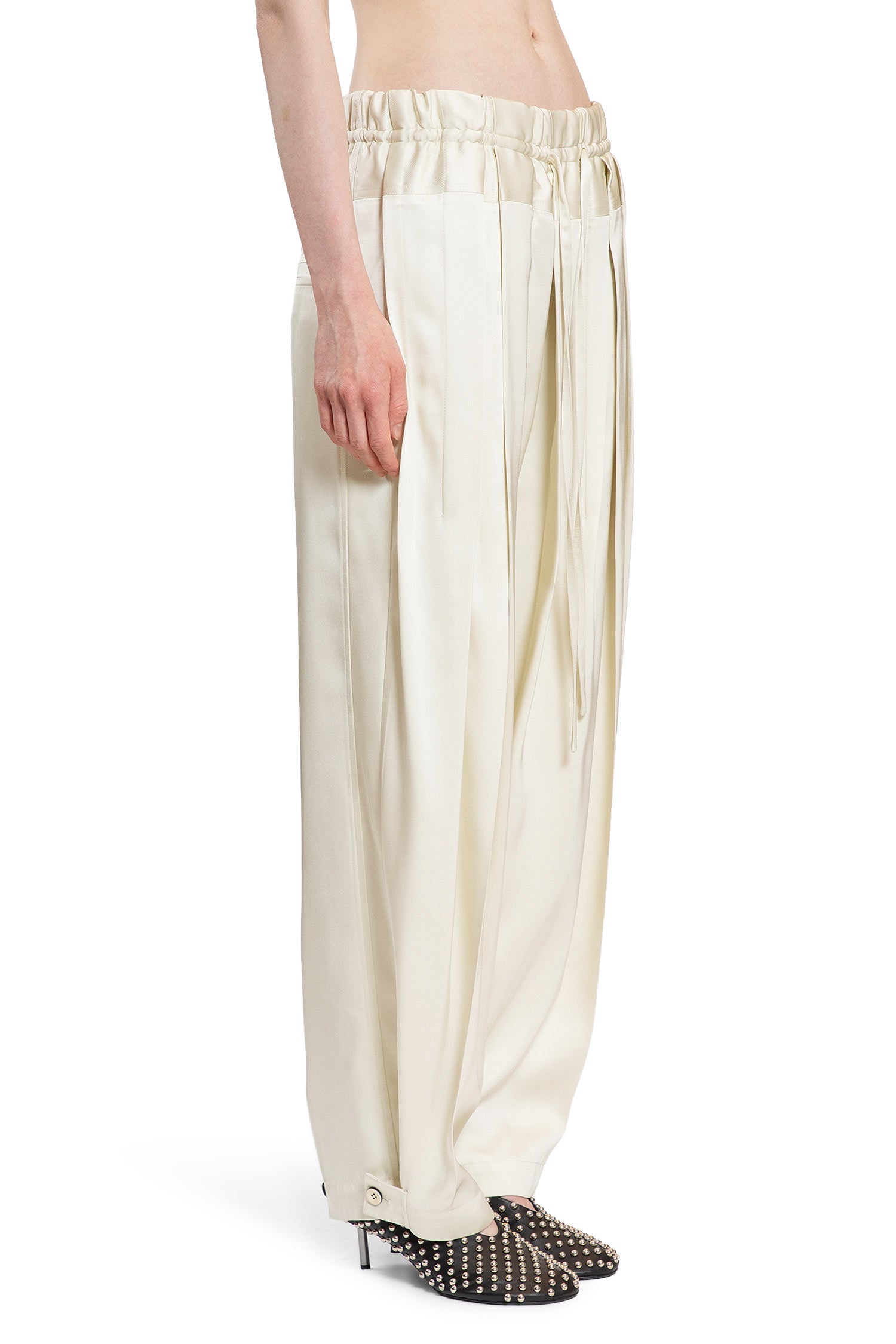 JIL SANDER WOMAN OFF-WHITE TROUSERS