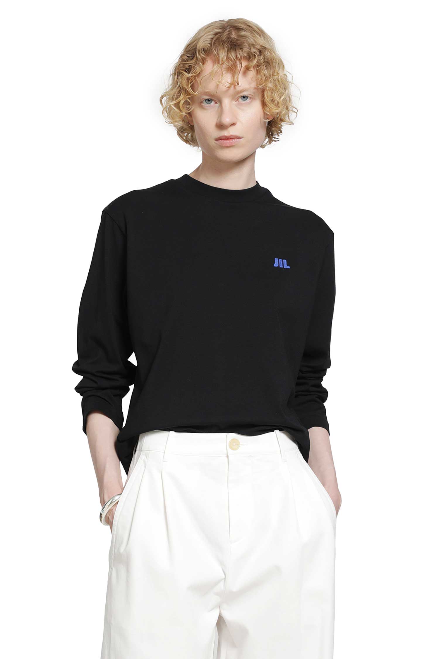 Cotton Crewneck Long Sleeve T-Shirt