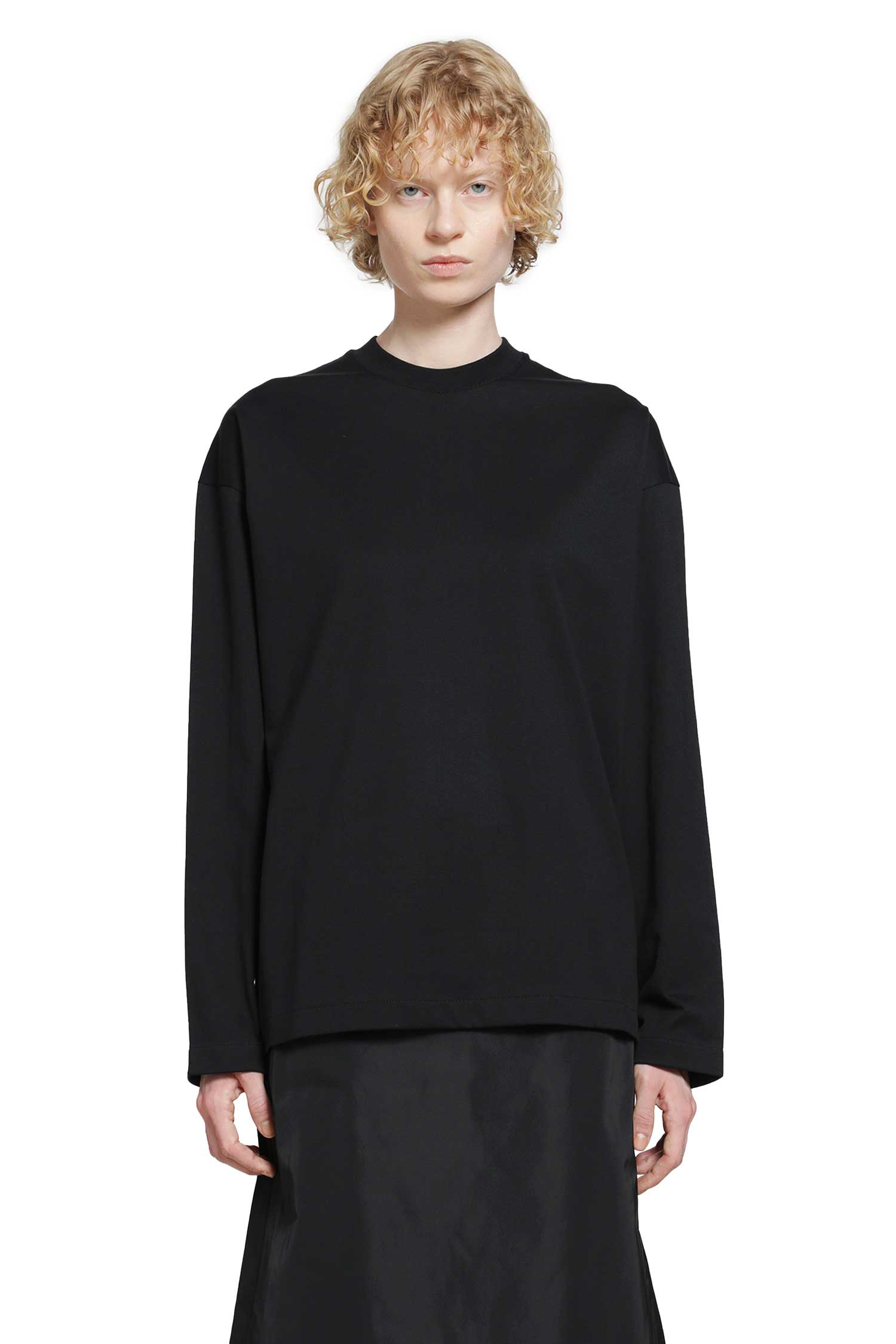 Cotton Crewneck Long Sleeve T-Shirt